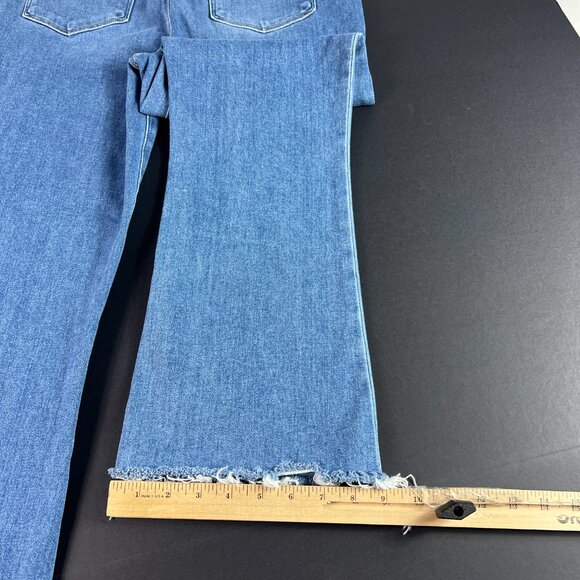 Paige Jeans Women 34x27* Claudine High Rise Crop Flare Blue Raw Hem Denim Tag 32 - Picture 11 of 16